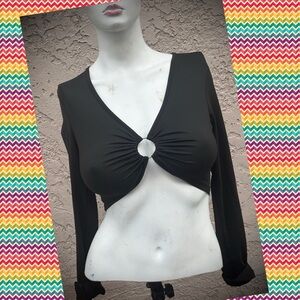 Chasing Fireflies Black Cut-Out Crop Top